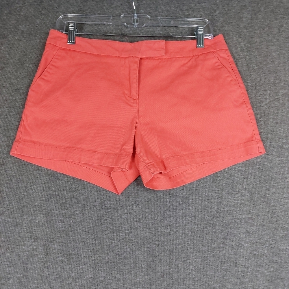 WILLI SMITH WOMENS BRIGHT CORAL PINK FLAT FRONT PREPPY CHINO SHORTS SIZE 6